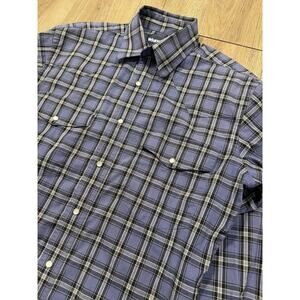 Mens Vintage Size S Blue Western Plaid Pearl Snap Button Down Wrangler Shirt